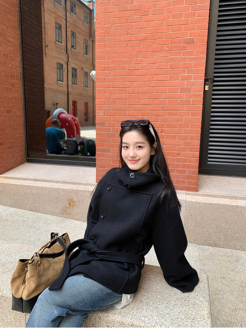 XZICHIC continues the classic style of Kim Min-hee wool coat, women's winter coat, size 57 (wool and alpaca wool).