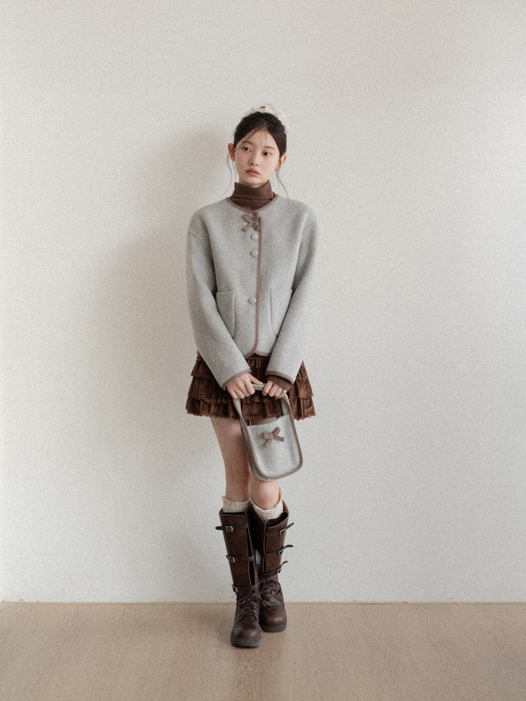 CANTONSTORY Yangcheng Story Korean style 70% wool double-sided wool coat for women winter new sweet (with handbag))