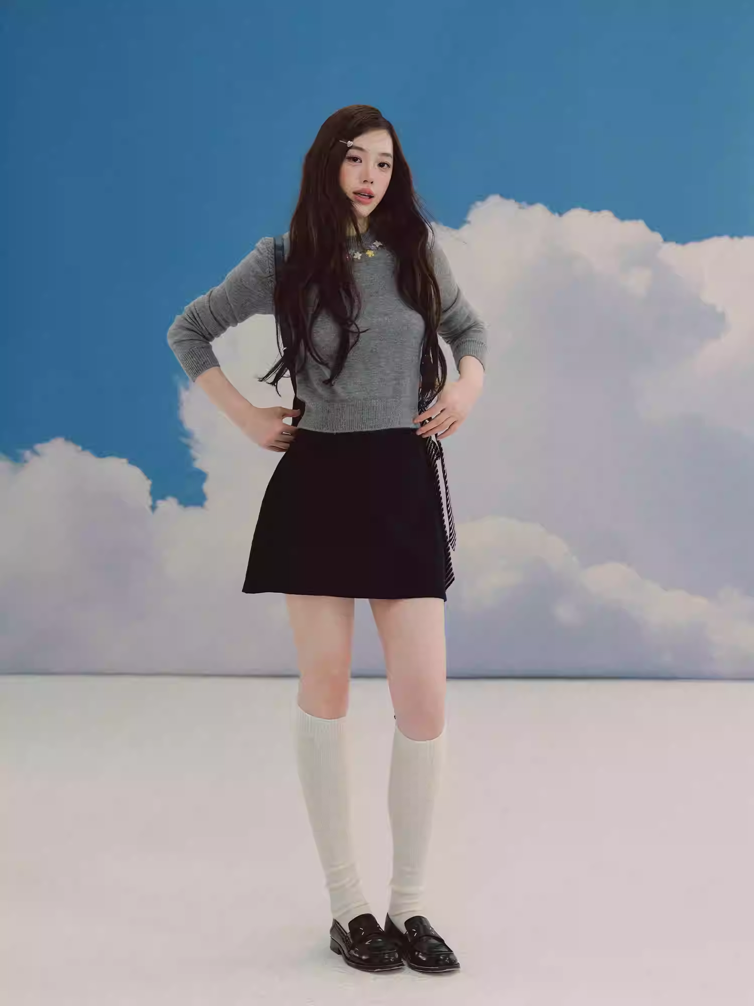 LaluneDuCiel Relaxed resort style: Irregular knitted midi skirt, elastic, elegant and dynamic for women.