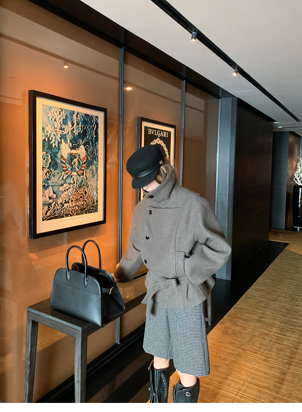 XZICHIC continues the classic style of Kim Min-hee wool coat, women's winter coat, size 57 (wool and alpaca wool).