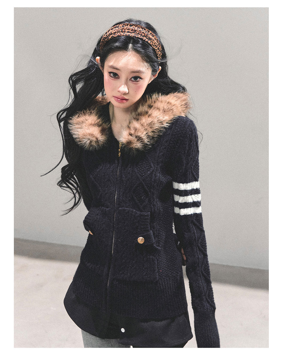 SHAOYEYAN "Only she wentby" - Women's winter American style hooded long sleeve cardigan sweater