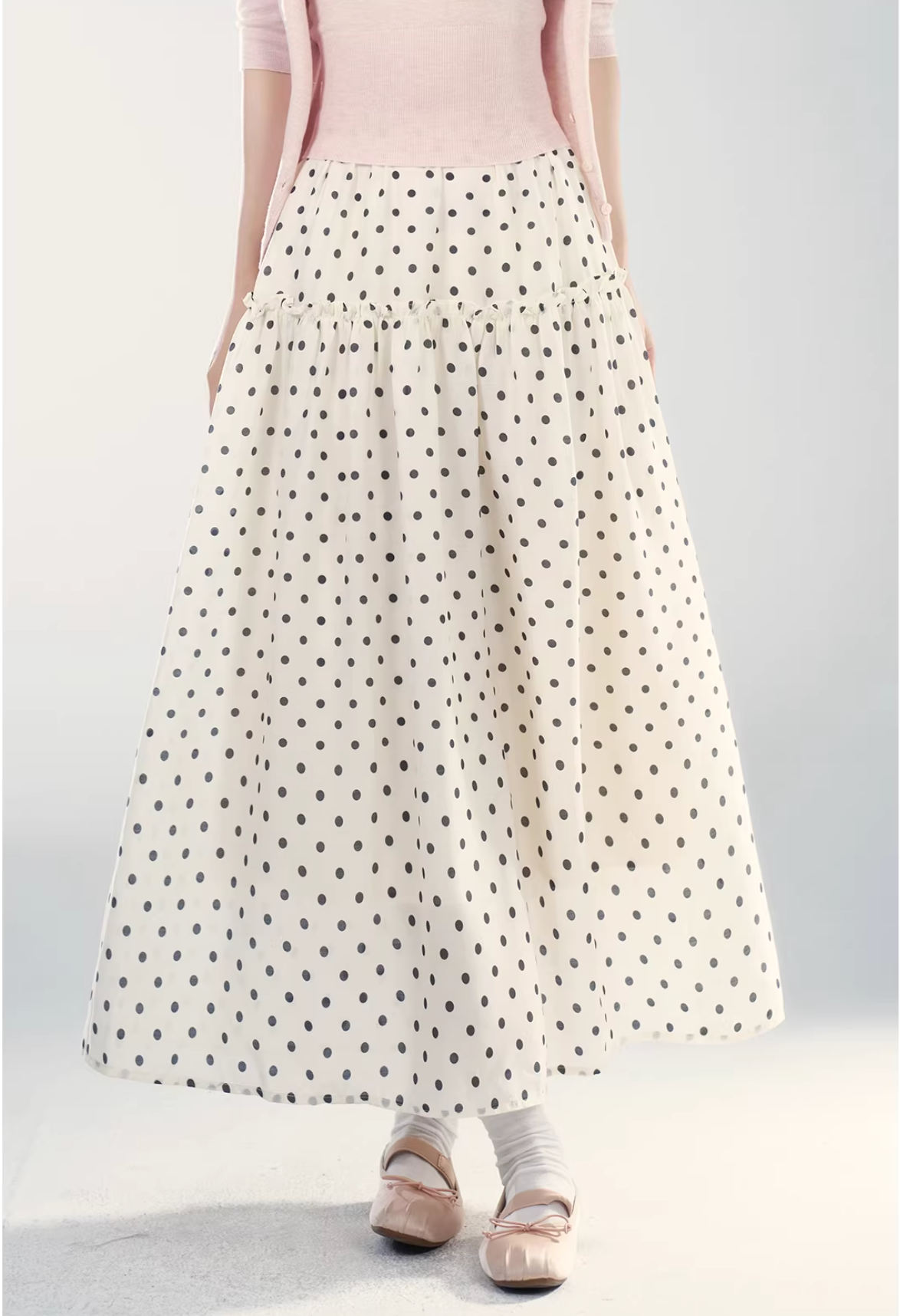 Wildberry Black polka dot midi skirt