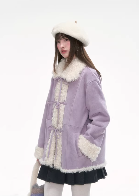 CANSTOREGIRLS New purple suede short jacket/fleece-lined coat from Canned Goods Store - 'Winter Island'