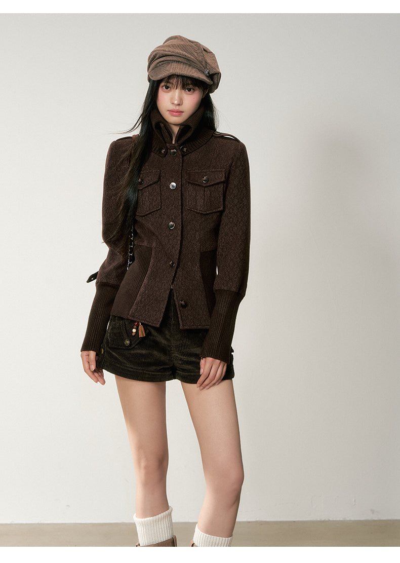 Soote Season Original Classic High Waisted Corduroy Cropped Coat