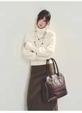ANDYET AD1 Women's knitted batwing sleeve sweater, high neck, slim waist, loose and flattering fit.