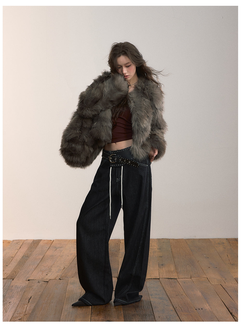 VIAPITTI Eco-friendly short pu leather jacket fur material autumn winter street style for women