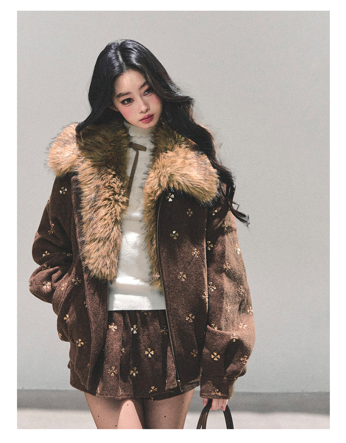 SHAOYEYAN Aomalm Women's "Whisper of the Snow" Merard Wool Suit - Two-Piece Winter Quilted Jacket and Skirt Set