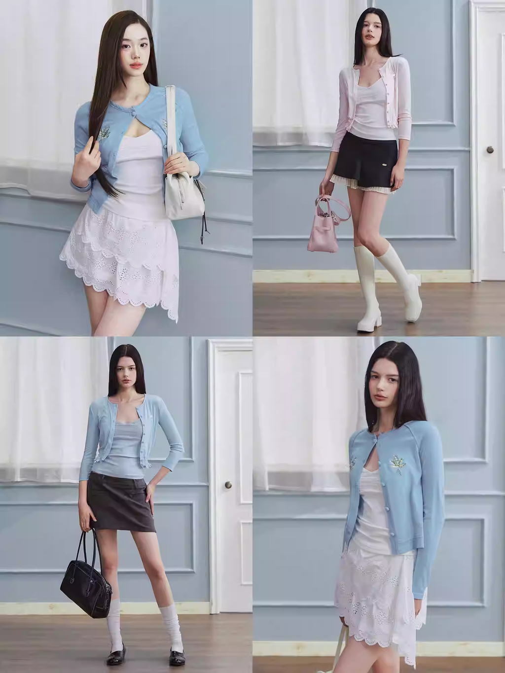 LaluneDuCiel Simple, hollow, embroidered tank top with removable chest pad, versatile for women.