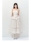 ANNATTO women's pink summer cherry tulle vertical strap long bodycon tube dress