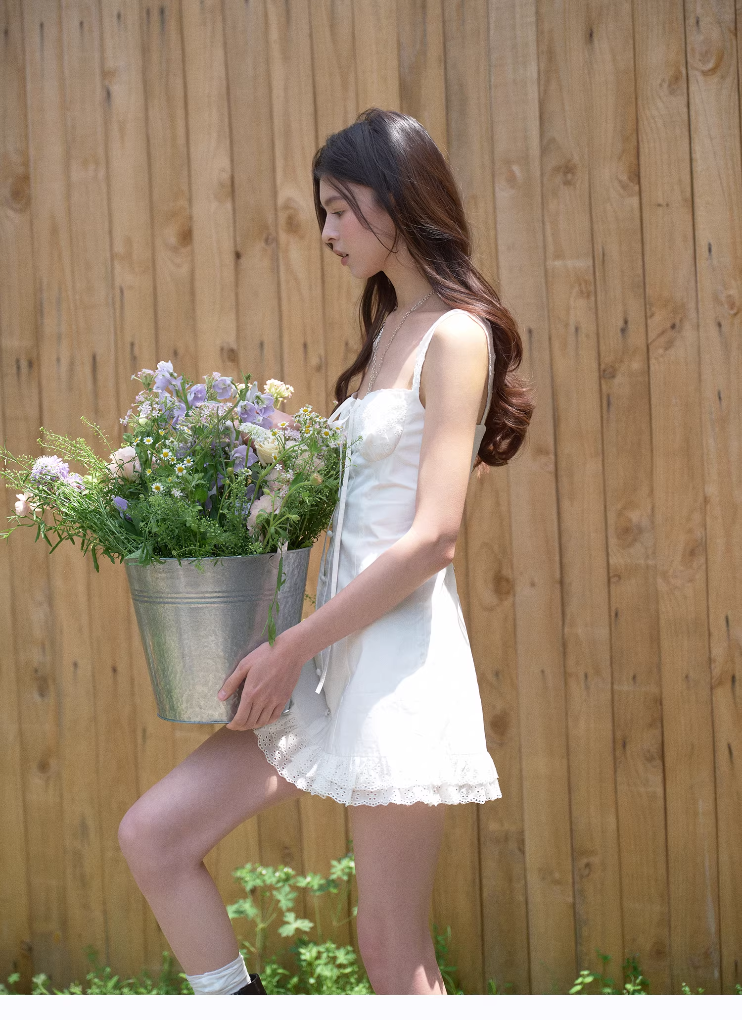 LaluneDuCiel Romantic French short dress, thick material, elegant design for women.
