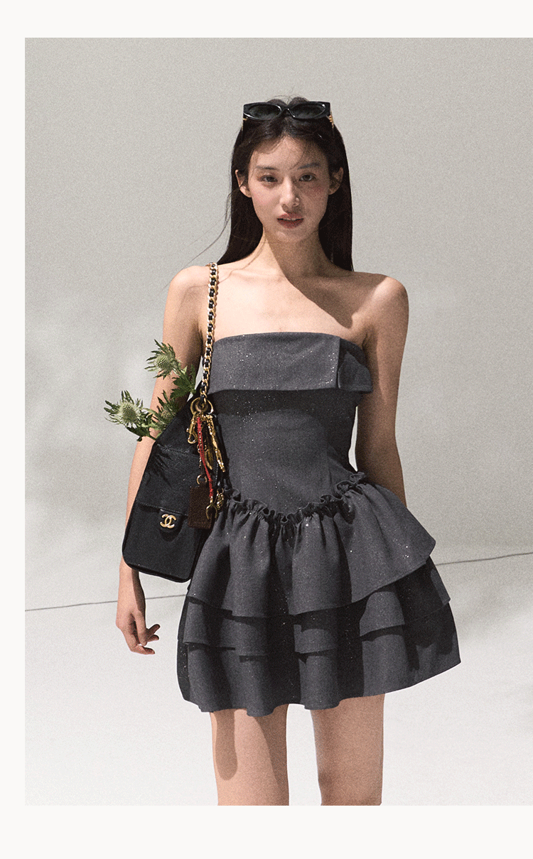 OAKMOO Silver Sequined Grey Bodycon Mini Dress with Waist (Sale)