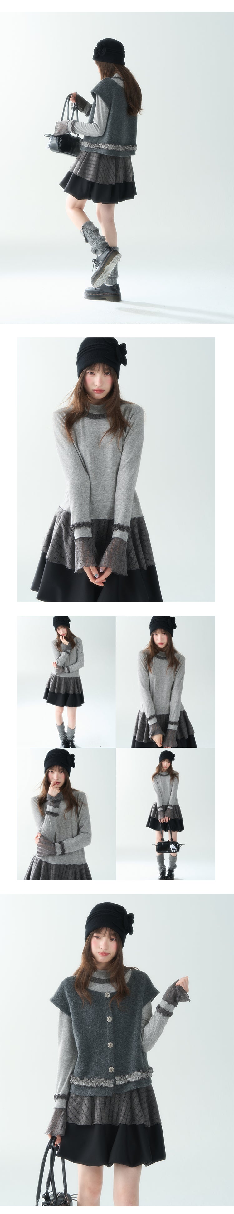 CANSTORE Women's "Dieyu Meiyi" ruffled cardigan, color-block lining, new autumn style