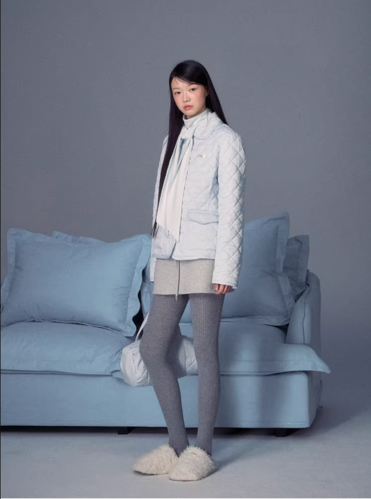 LaluneDuCiel Women's cute and playful quilted cotton jacket, winter 2025, casual style and solid color