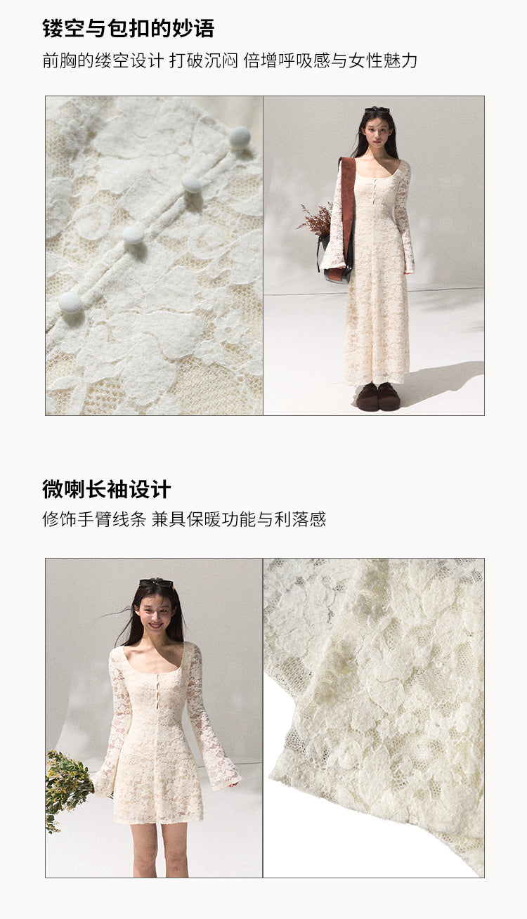 Oakmoo Warm Velvet Stretch Lace Dress