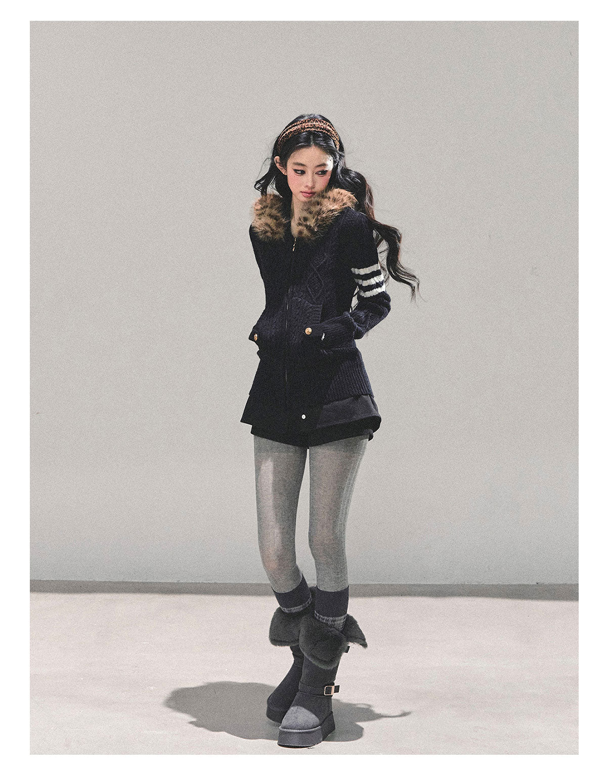 SHAOYEYAN "Only she wentby" - Women's winter American style hooded long sleeve cardigan sweater